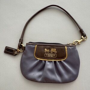 Coach Amda Mini Coin Purse Silver Satin - Pre loved